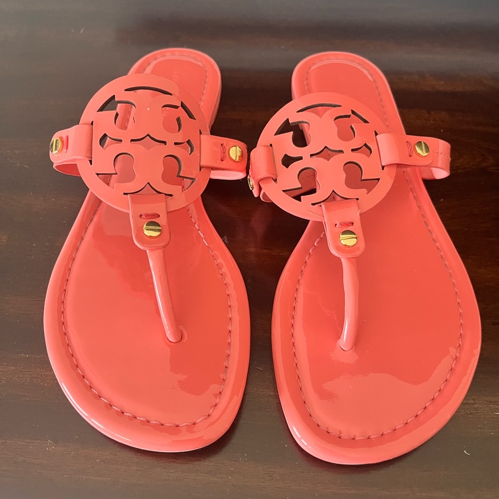 Tory Burch Red Sandals with Iconic Logo